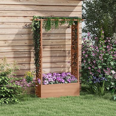 Outsunny 70.75" Raised Garden Bed With Trellis Hanging Roof With Drain Hole