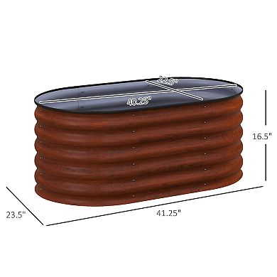 Outsunny Galvanized Raised Garden Bed Planter Box, 3.4' X 2' X 1.4', Brown