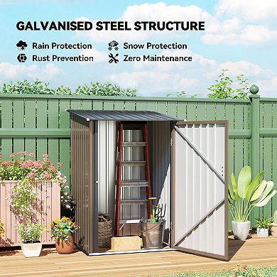 Outsunny 3.3' x 3.4' Metal Outdoor Storage Shed with Lockable Doors