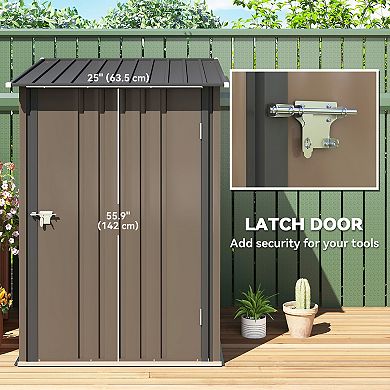 Outsunny 3.3' x 3.4' Metal Outdoor Storage Shed with Lockable Doors