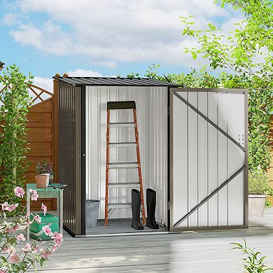Outsunny 3.3' x 3.4' Metal Outdoor Storage Shed with Lockable Doors