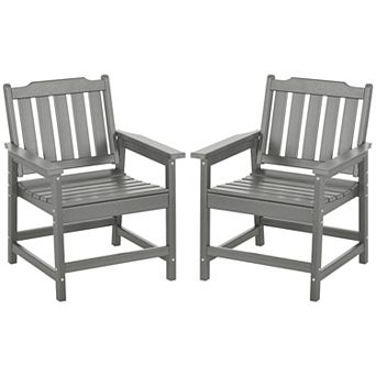 Outsunny 2 pc Patio Chair with Armrests, Slatted Back Armchair,