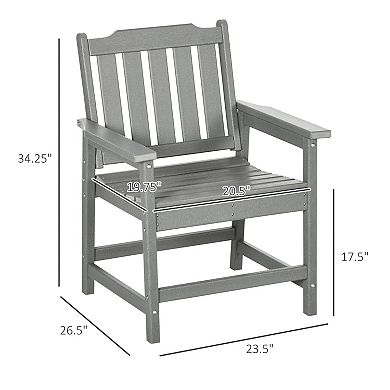 Outsunny 2 Piece Patio Chair with Armrests, Slatted Back Armchair,