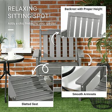 Outsunny 2 Piece Patio Chair with Armrests, Slatted Back Armchair,