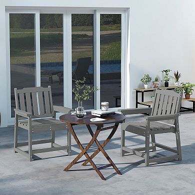 Outsunny 2 Piece Patio Chair with Armrests, Slatted Back Armchair,