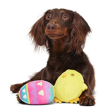 BARK Chicky Poo Easter Egg Chick Multicolor Plush Dog Toy