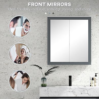 Wall Mounted Bathroom Wall Cabinet With Mirror Double Doors