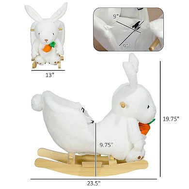 Baby Rocking Horse, Rabbit Shaped Plush Animal Rocker W/ Sound