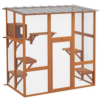 PawHut Catio Cat Window Box, Outside Enclosure W/ Bridge Platforms