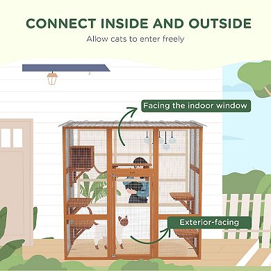 Catio Cat Window Box Outside Enclosure W/ Bridge Platforms