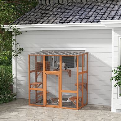 Catio Cat Window Box Outside Enclosure W/ Bridge Platforms