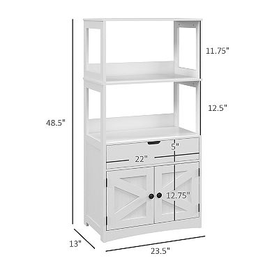 Kleankin Bathroom Cabinet Linen Cabinet With Doors And Shelves, White