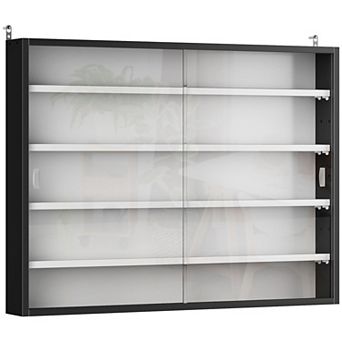 HOMCOM 5 tier Display Cabinet Glass Cabinet with 4 Adjustable Shelves
