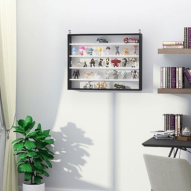 5-tier Display Cabinet Case W/ 2 Glass Doors Adjustable Shelves, Black,white