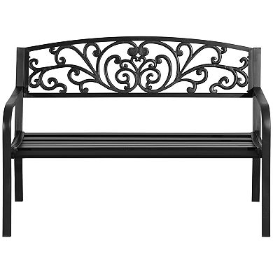 Patio Park Garden Bench Porch Path Chair Outdoor Lawn Garden Black 2 Seat
