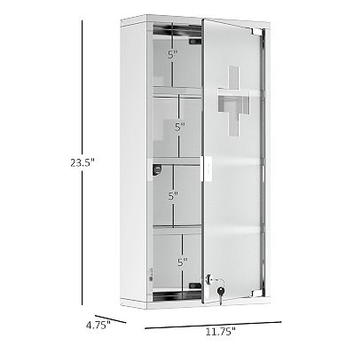 HOMCOM Wall Medicine Cabinet with Lock, Lockable Wall Cabinet