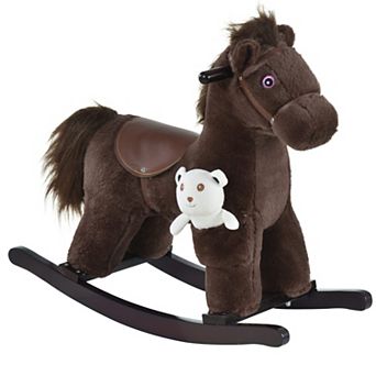 Qaba Kids Plush Ride-On Rocking Horse Toy Chair w/ Soft Plush Toy