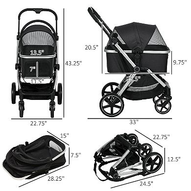 2 In 1 Pet Stroller Folding Dog Stroller For Small Dogs And Cats