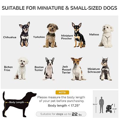 2 In 1 Pet Stroller Folding Dog Stroller For Small Dogs And Cats