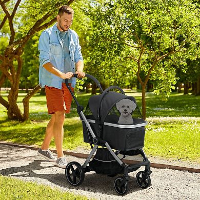 2 In 1 Pet Stroller Folding Dog Stroller For Small Dogs And Cats