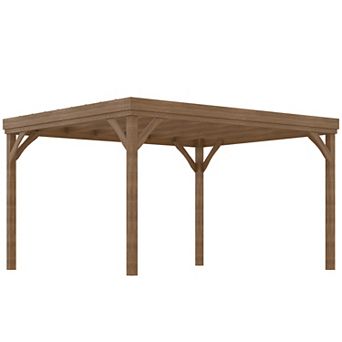 10' X 12' Outdoor Wood Pergola Gazebo With Stable Structure, Brown