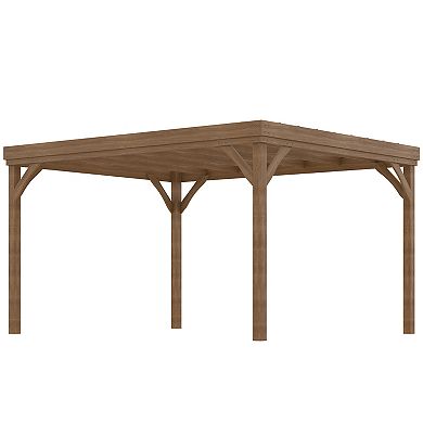 10' X 12' Outdoor Wood Pergola Gazebo With Stable Structure, Brown