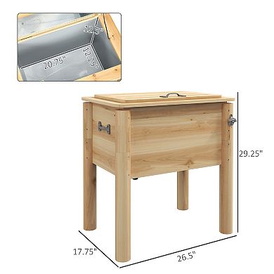 Outsunny Wooden Patio Cooler 54qt. Outdoor Beverage Cooler, Natural