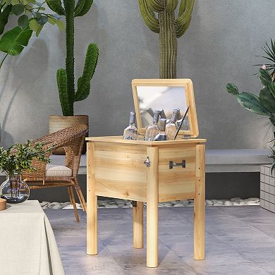 Outsunny Wooden Patio Cooler 54qt. Outdoor Beverage Cooler, Natural
