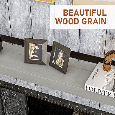 71.75" Fireplace Mantel, Pine Wood Floating Shelf, Wall Mounted, Gray