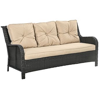 Outsunny 3-Seater Outdoor Sofa w/ 4inch Thick Cushions, Outdoor Couch