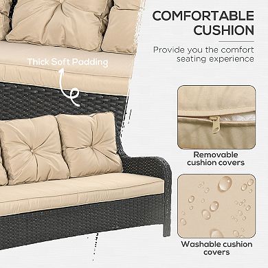 Outsunny 3-Seater Outdoor Sofa w/ 4inch Thick Cushions, Outdoor Couch