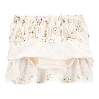 Carter's 2pc Baby Girl Floral Long Sleeve Top & Pink Bunny Jumpsuit Set