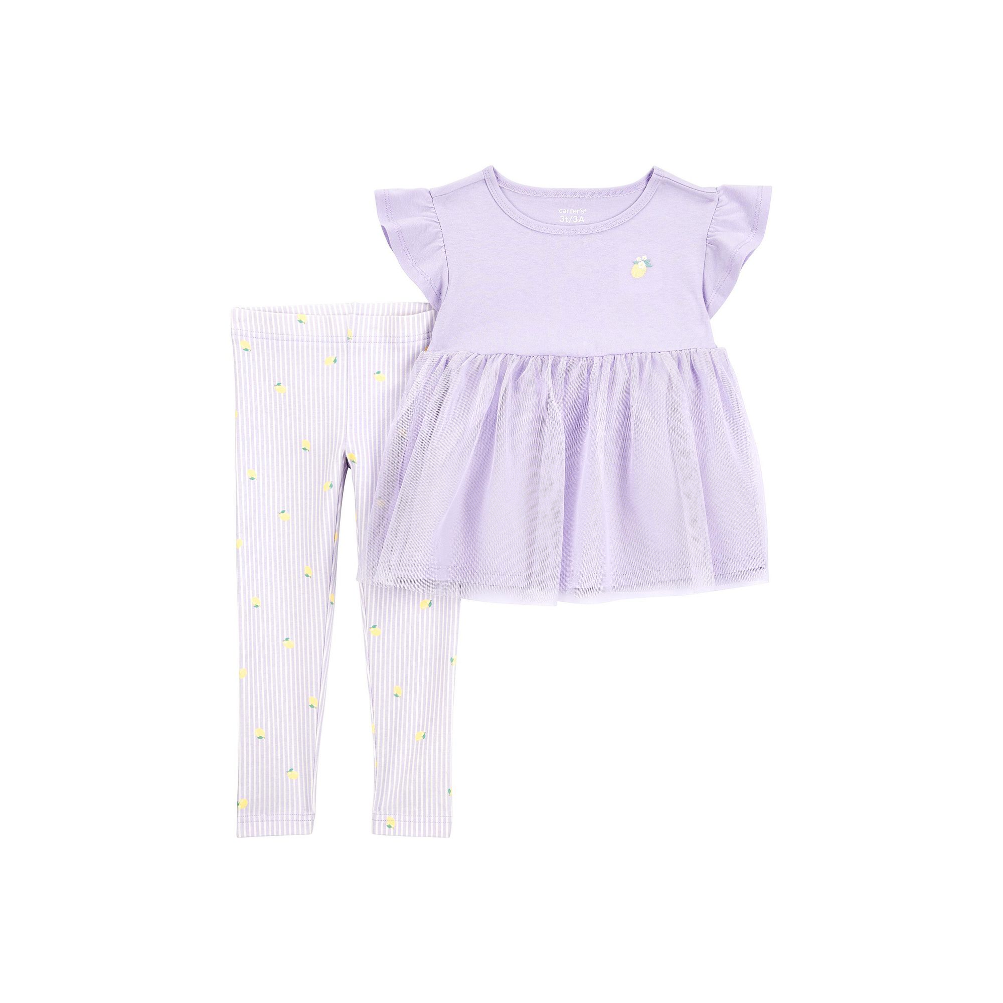 Baby Girl Carters 2-Piece Lemon Short Sleeve Tulle Top and Leggings Set, G