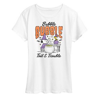 Women's Peanuts Snoopy & Woodstock Bubble Bubble Toil Trouble Graphic Tee