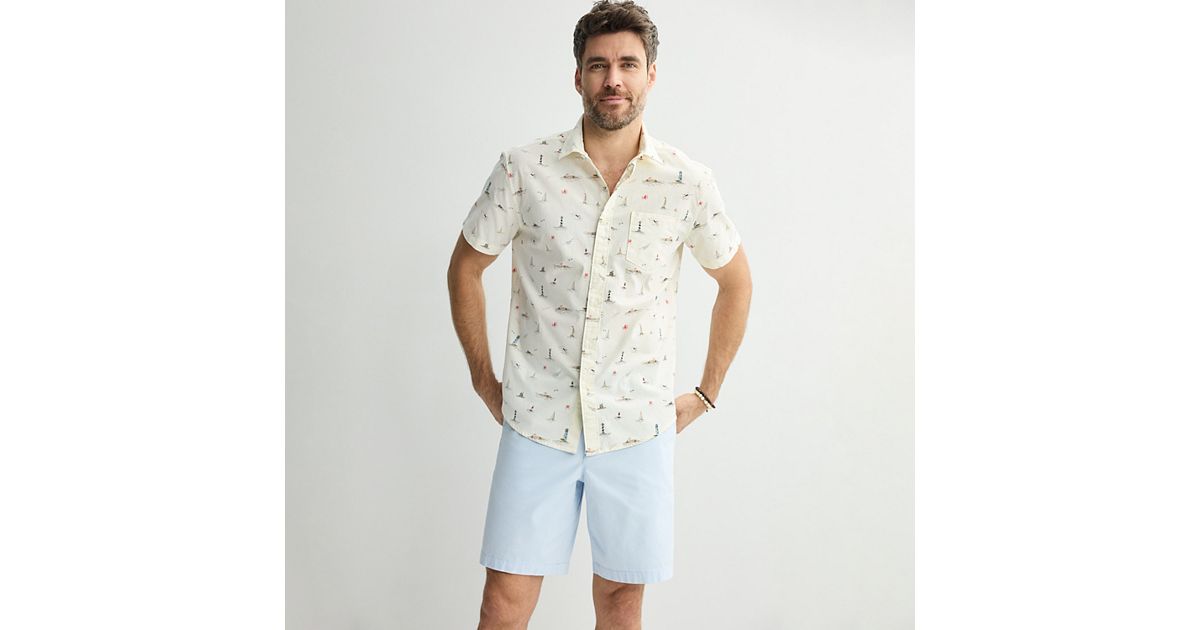kohls mens white short sleeve dress shirts Mens White Short Sleeve Button Up Shirts