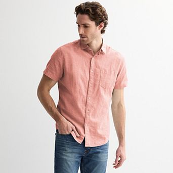 Men's Sonoma Goods For Life® Short Sleeve Perfect Length Linen Shirt