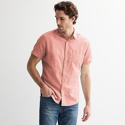 Men's Sonoma Goods For Life Short Sleeve Perfect Length Linen Shirt