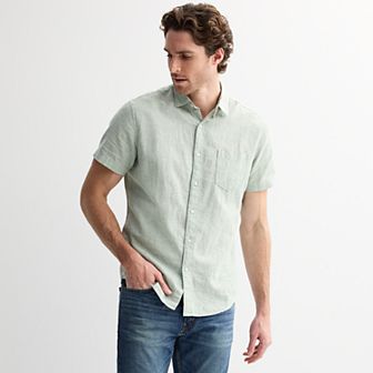 Men's Sonoma Goods For Life® Short Sleeve Perfect Length Linen Shirt