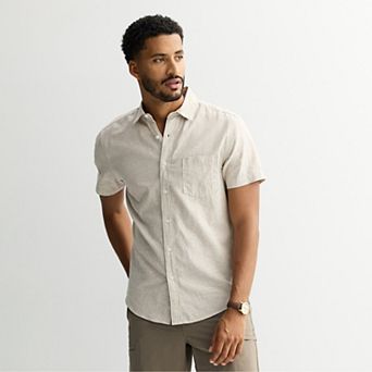 Men's Sonoma Goods For Life® Short Sleeve Perfect Length Linen Shirt