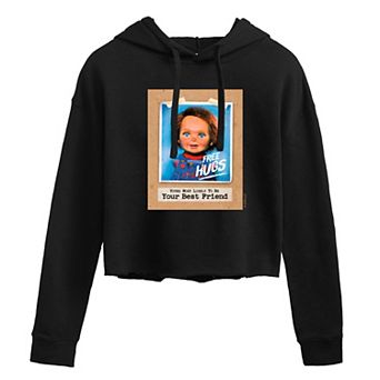 Juniors' Chucky Free Hugs Cropped Hoodie