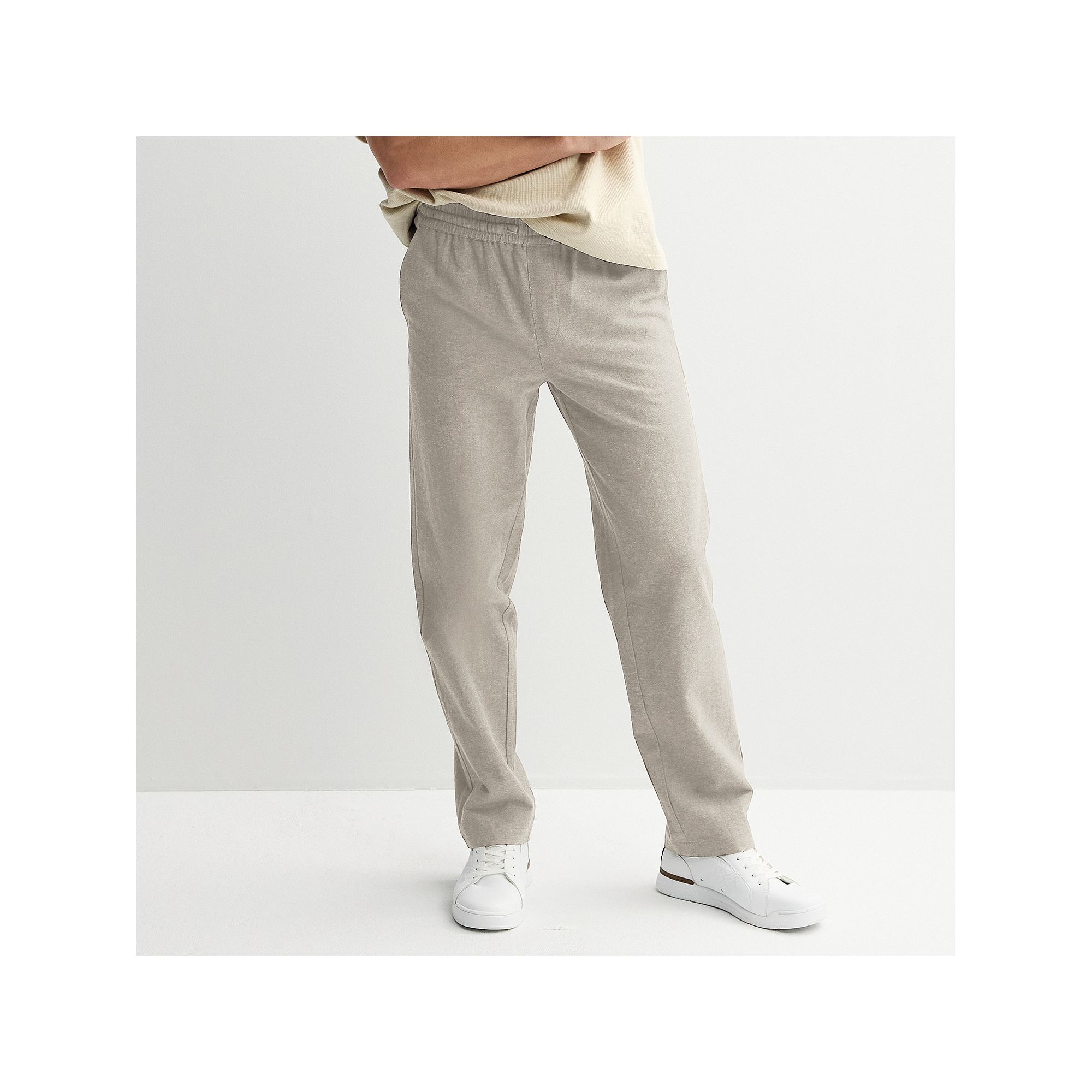 Mens Hollywood Jeans Pull-On Linen Pants, Size: Small, Grey
