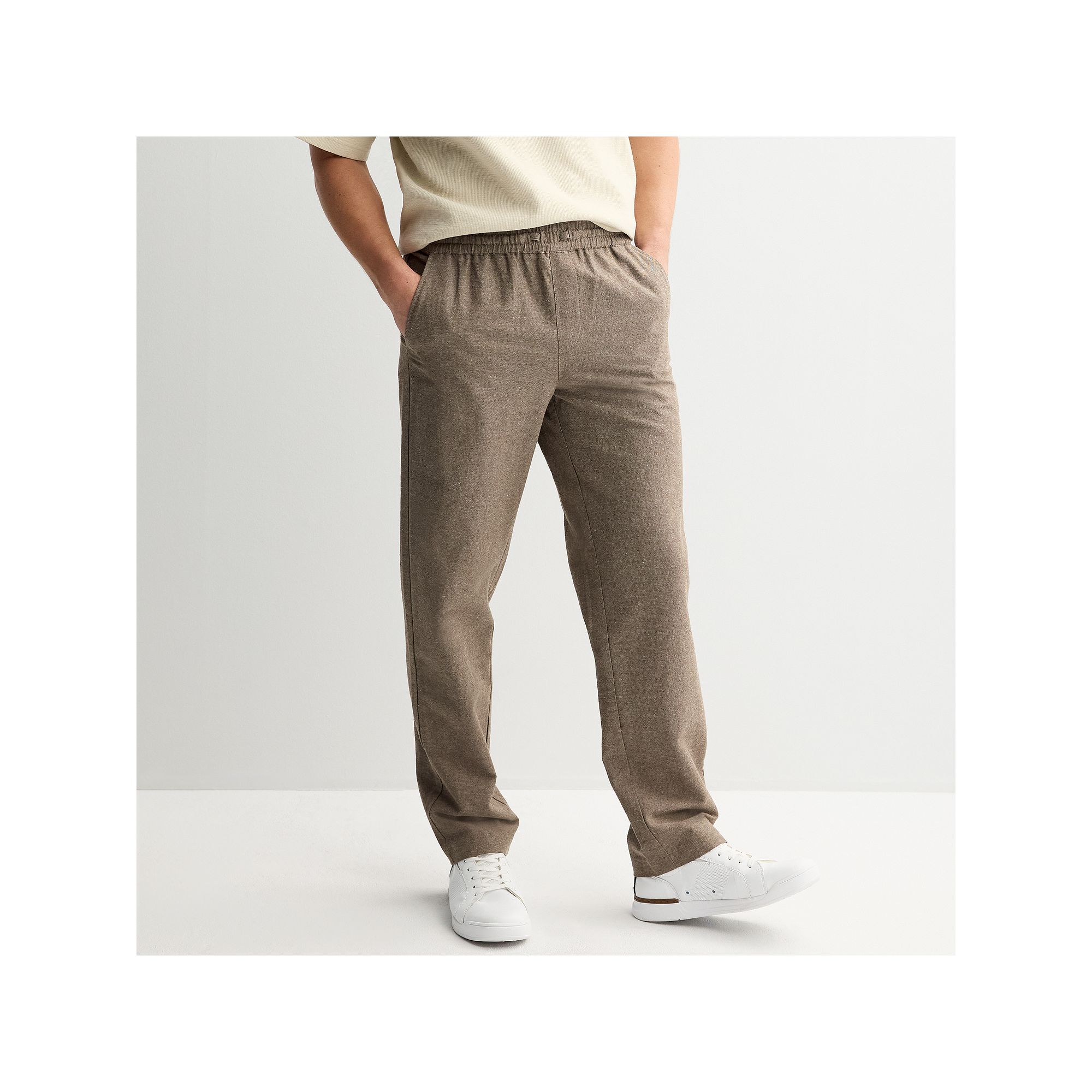 Mens Hollywood Jeans Pull-On Linen Pants, Size: Small, Brown