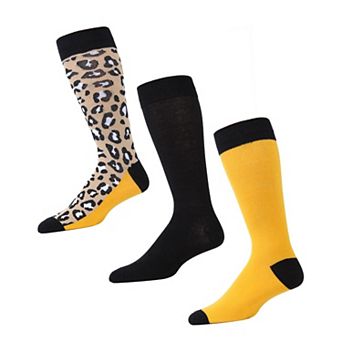 Leopard Pane Cotton Blend Crew Sock 3 Pack