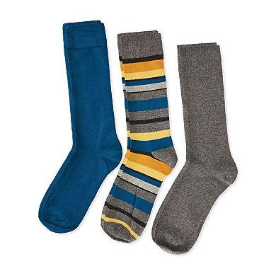 Striped Cotton Blend Crew Sock 3 Pack