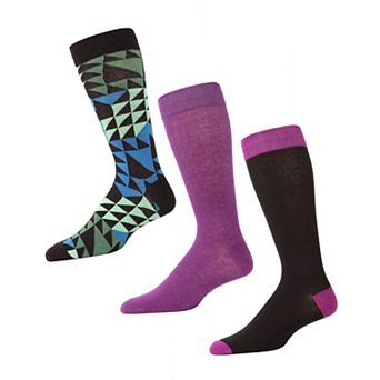 Asymetrical Cotton Blend Crew Sock 3 Pack