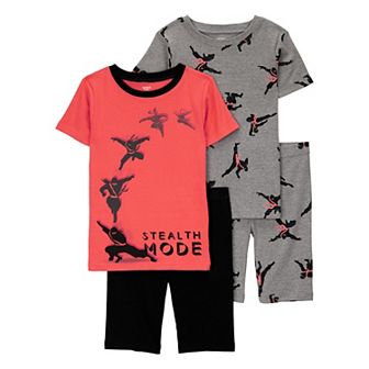 Boys 4-14 Carter's Print Snug Fit Cotton 4 pc Pajama Top & Pajama Shorts Set
