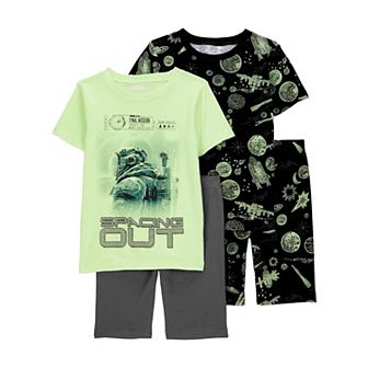 Boys 4-14 Carter's Print Snug Fit Cotton 4 pc Pajama Top & Pajama Shorts Set