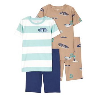 Boys 4-14 Carter's Print Snug Fit Cotton 4 pc Pajama Top & Pajama Shorts Set