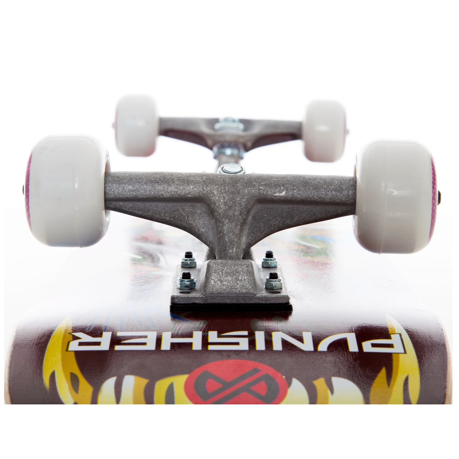 Punisher Skateboard Komplett – 79 Cm (31,5 Zoll) Deck Aus Kanadischem Ahorn, Mit ABEC-7 Lagern & Weißen Rollen