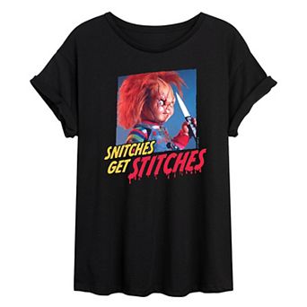 Juniors' Chucky Snitches Get Stitches Oversized Tee